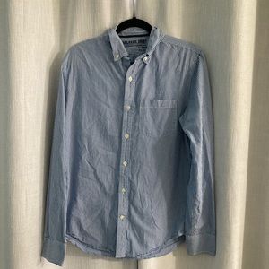 Blue Striped Button Down Shirt, Size Medium